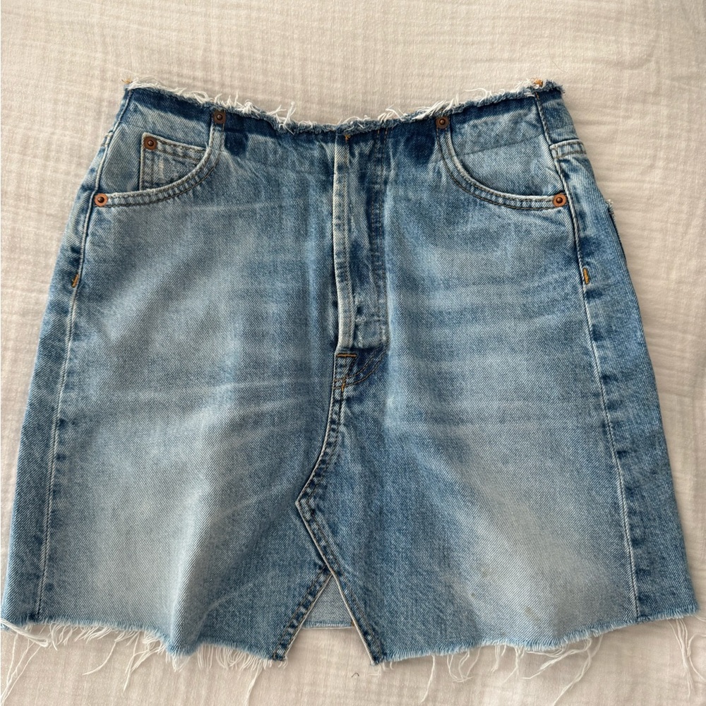 IRO Light Blue Denim Mini Skirt - Casual Frayed Hem